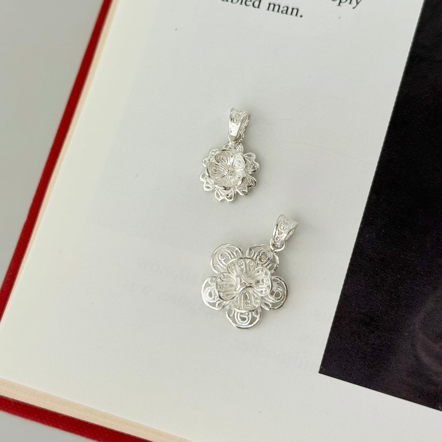 Filigree flower charm