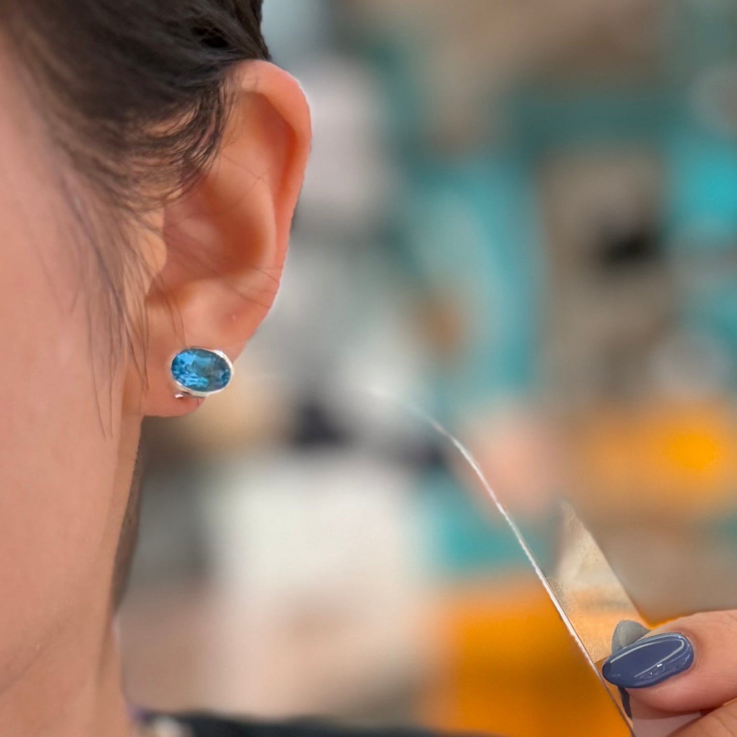 Swiss Blue topaz pierce