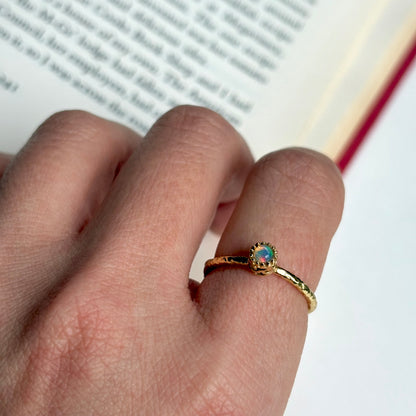 Brass petit ring〈Opal〉