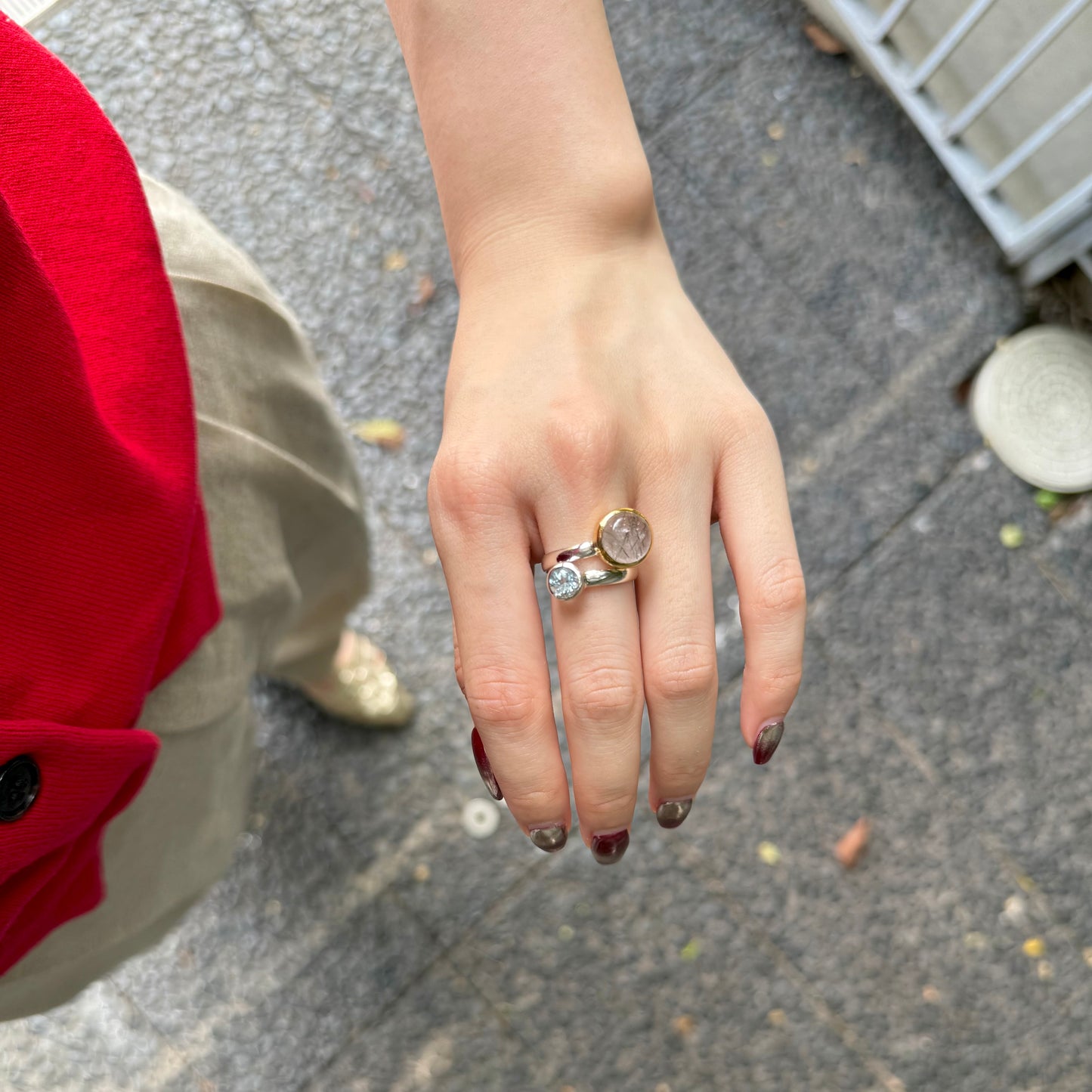 Silver925×Brass 2stone ring 20