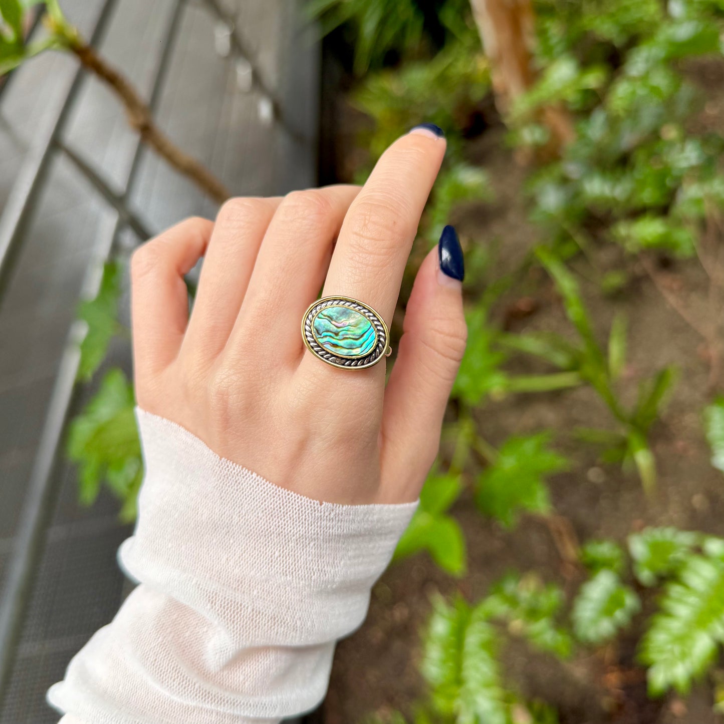 Abalone shell design ring 1