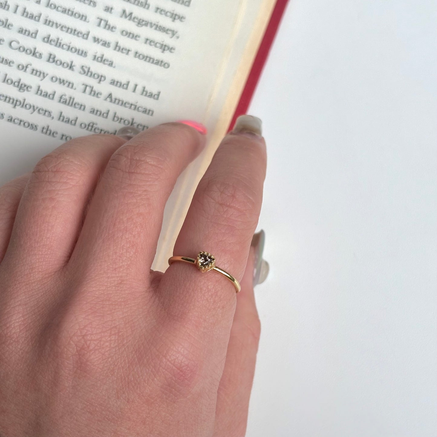 Brass petit ring〈Smoky quartz〉