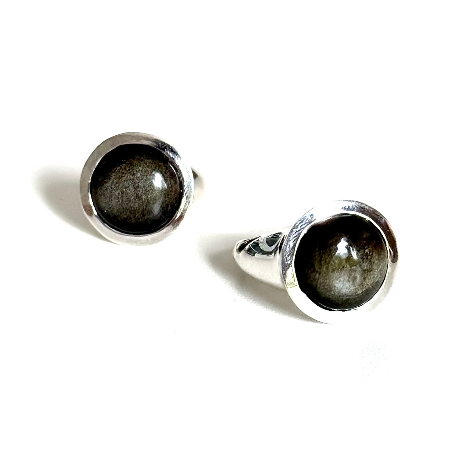 Gold sheen obsidian ring