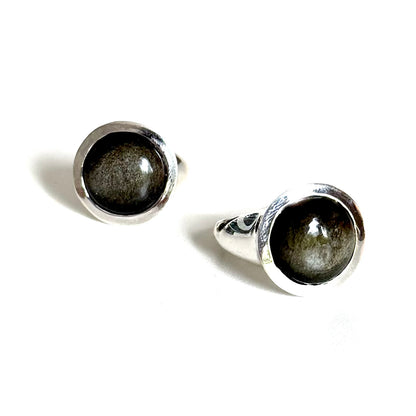 Gold sheen obsidian ring
