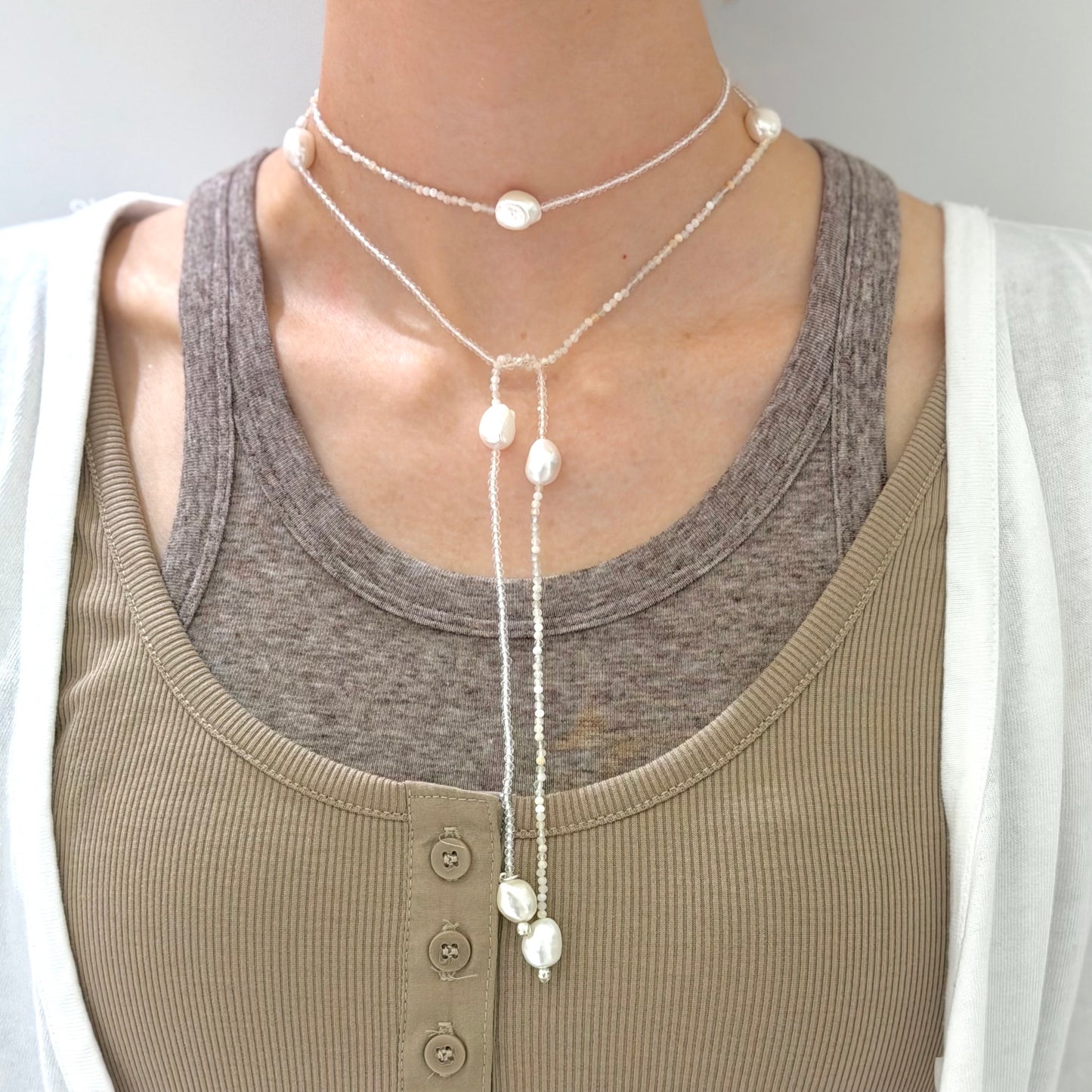 Pearl×Stone necklace 4