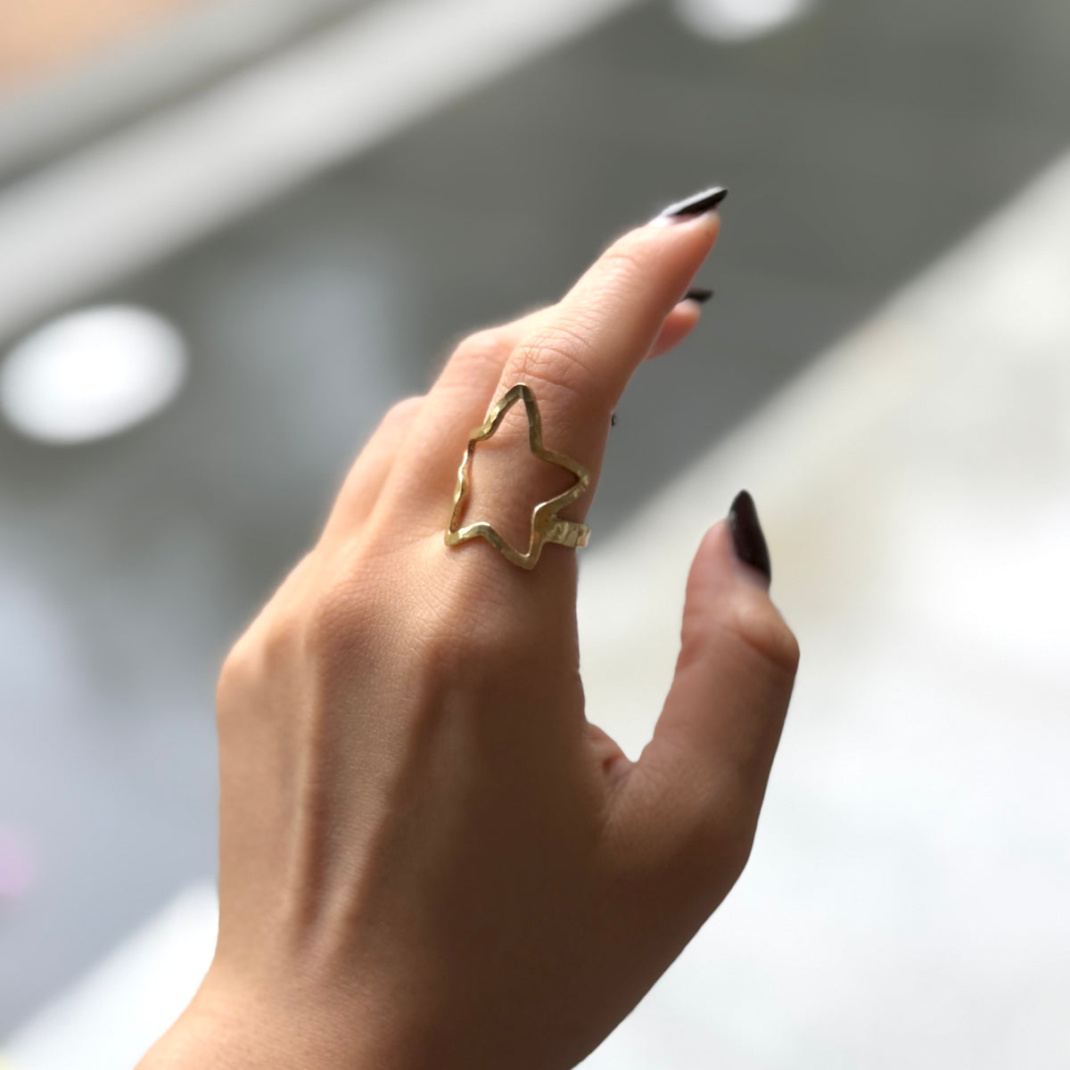 Brass star plain ring 15