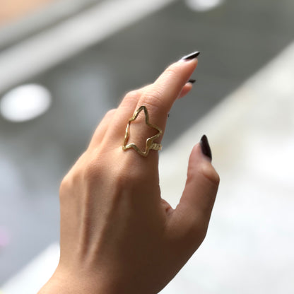 Brass star plain ring 15