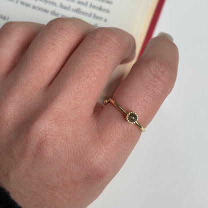 Brass petit ring〈Purple Labradorite〉