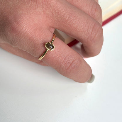 Brass petit ring〈Purple Labradorite〉