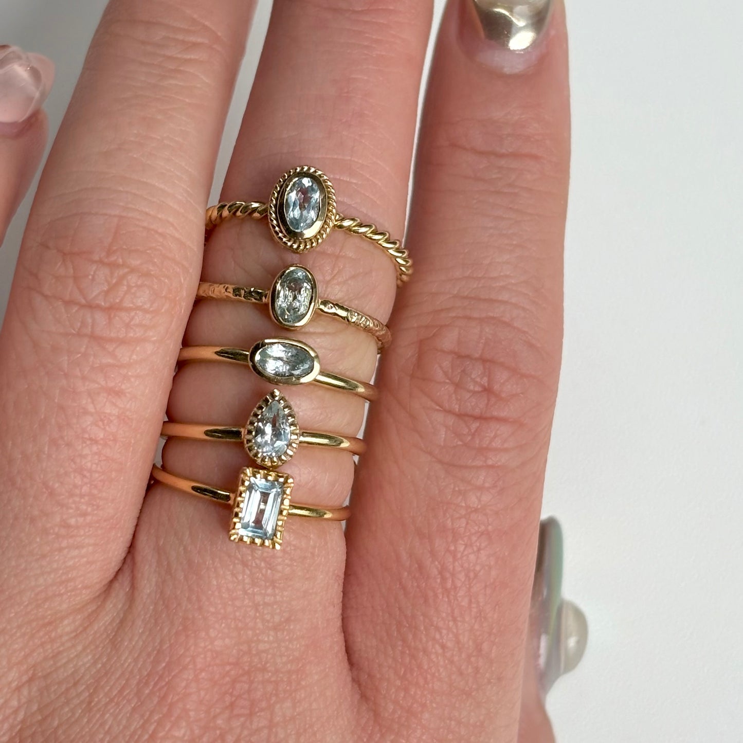 Brass petit ring〈Blue Topaz〉