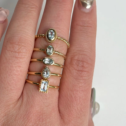 Brass petit ring〈Blue Topaz〉
