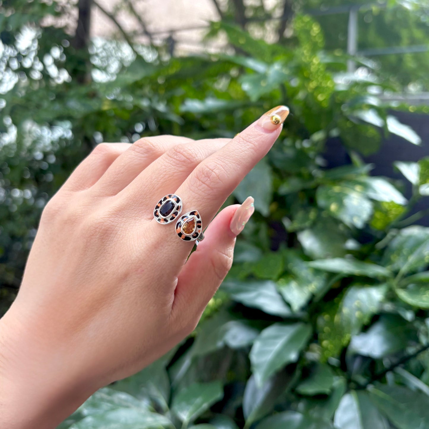 《 FUKUOKA limited 》【Biju mam poco】Leopard enamel × Stone ring