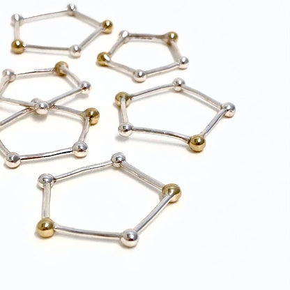 Silver925 × Brass pentagon plain ring
