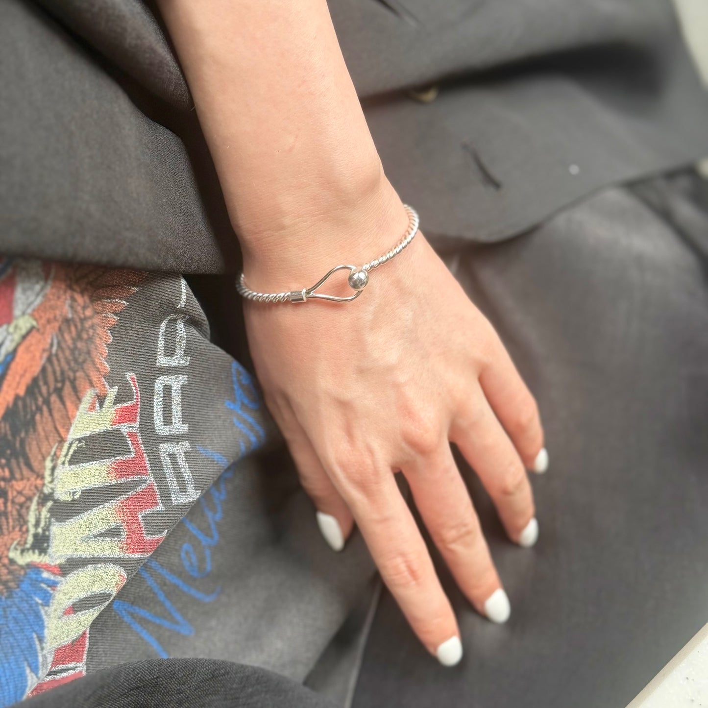 Silver925 plain bangle 3