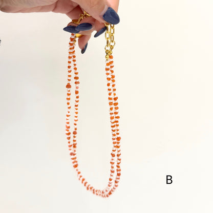 Red coral×Pearl necklace