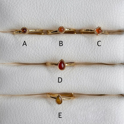Brass petit ring〈Carnelian〉