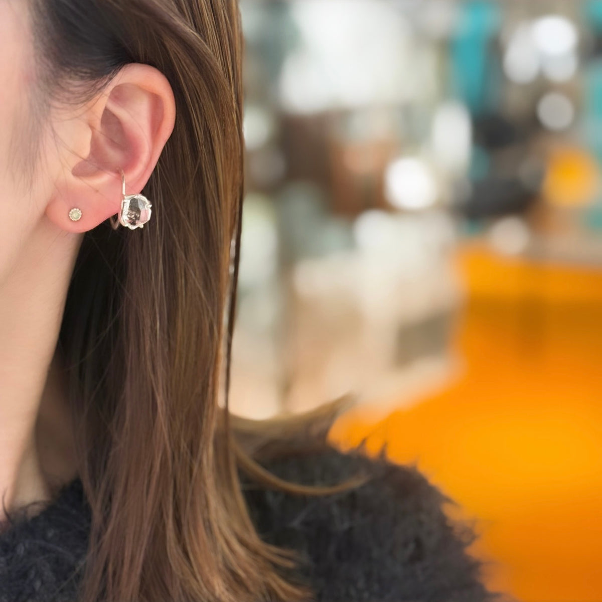 Herkimer diamond ring & ear cuff