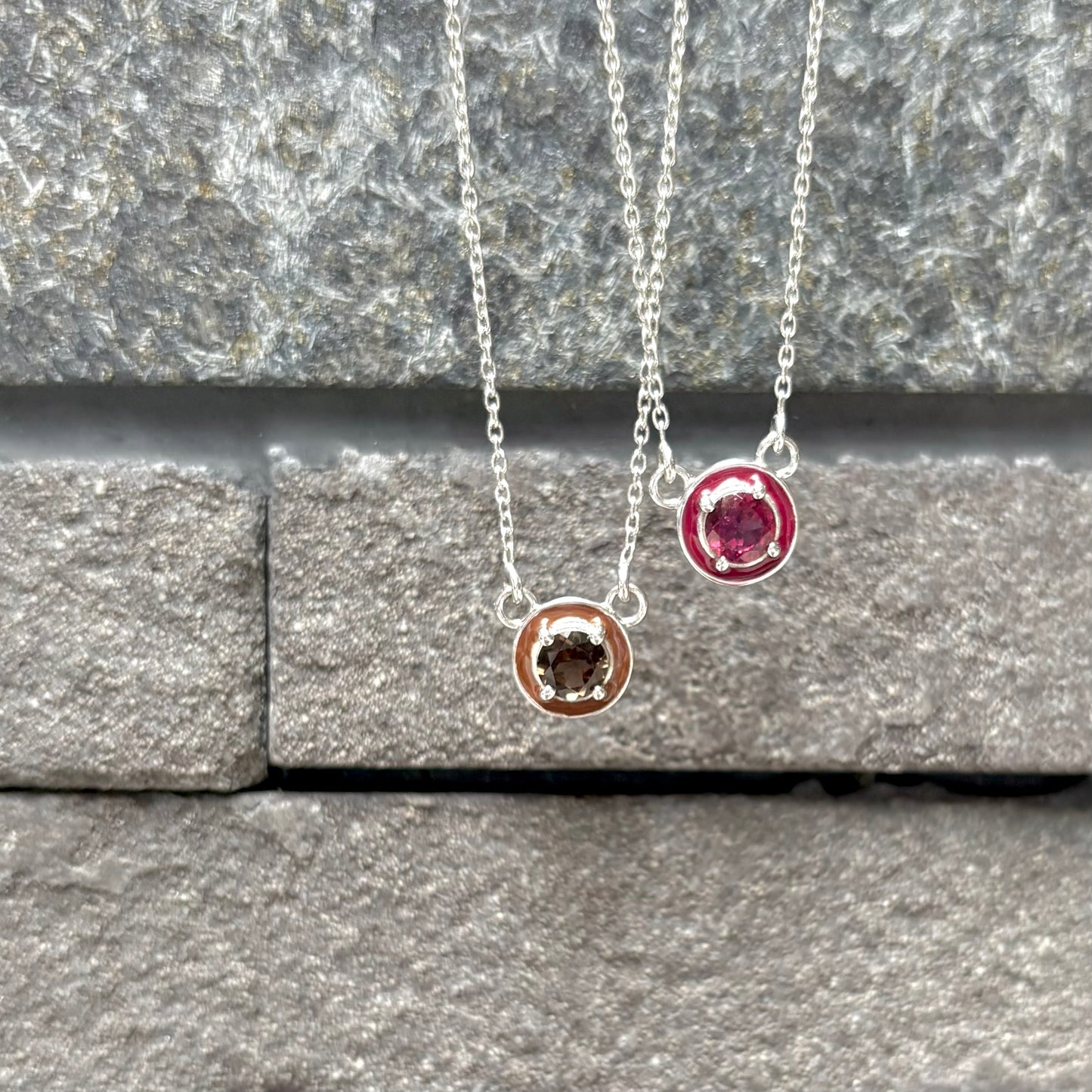 Enamel × stone necklace