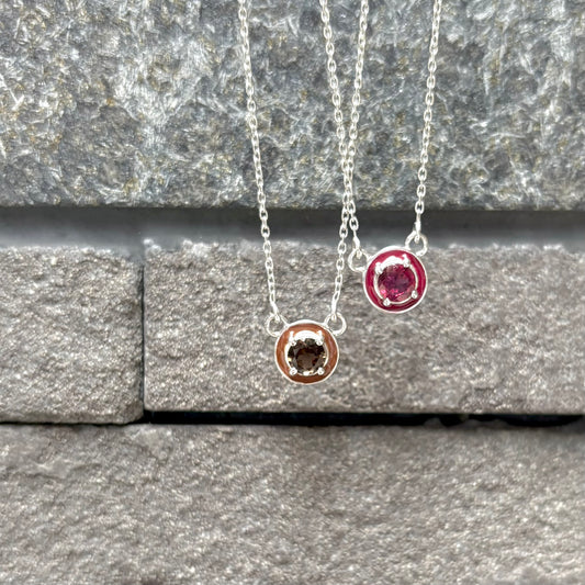 Enamel × stone necklace
