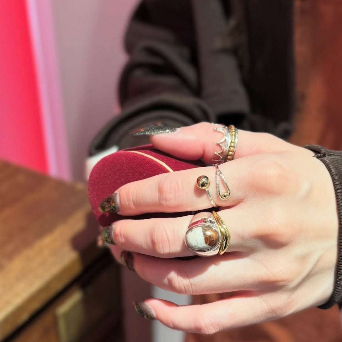 Silver925×Brass plain ring 〈Ball〉21