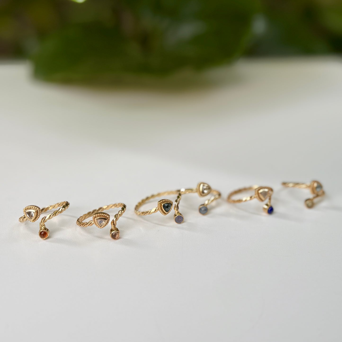 Brass 2stone ring 7