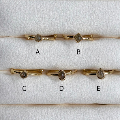 Brass petit ring〈Purple Labradorite〉