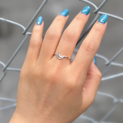 Moon plain ring 8