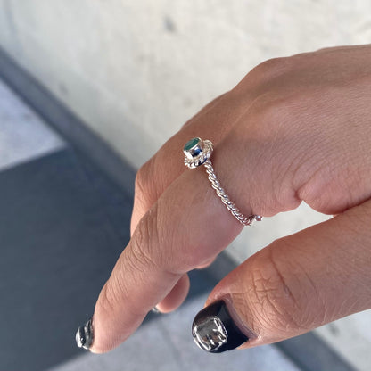 Silver925 petit  ring〈green〉
