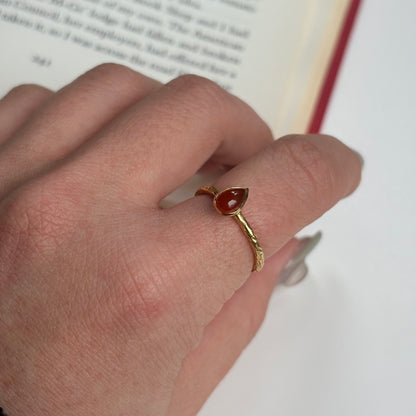 Brass petit ring〈Carnelian〉