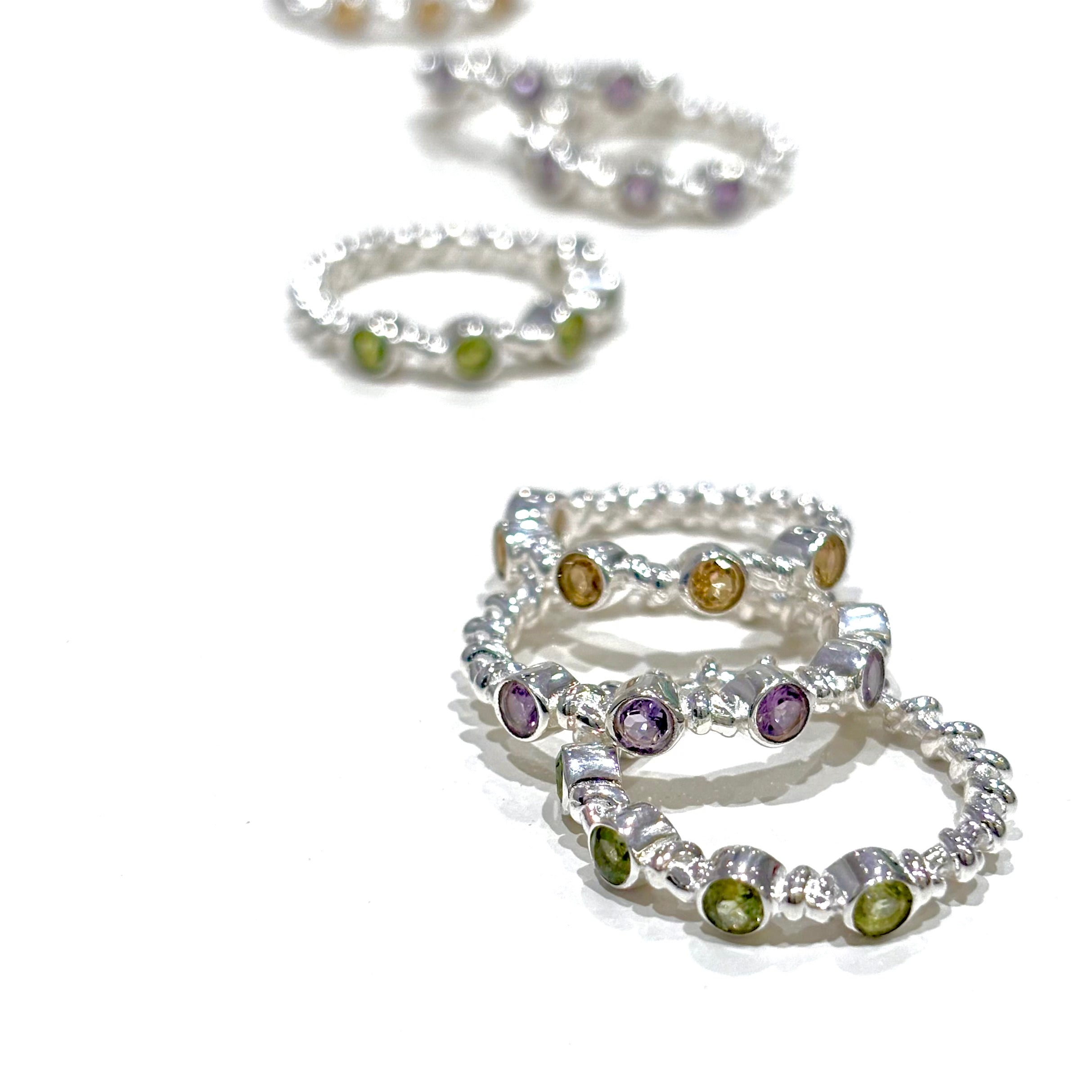 Bijumam ビジュマム パープルラブラドライト リングセット シルバー＆真鍮 Biju mam®︎(ビジュ マム) オンラインストア