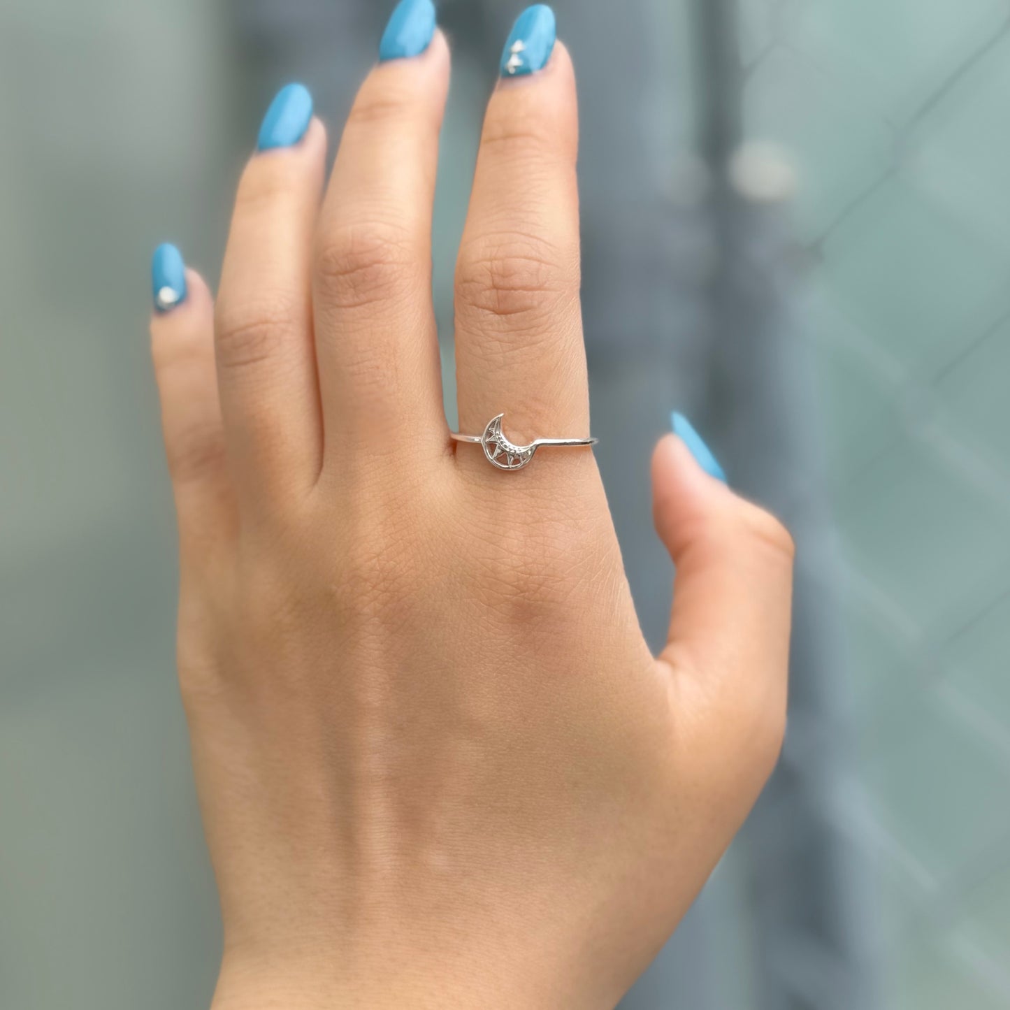 Moon plain ring 8