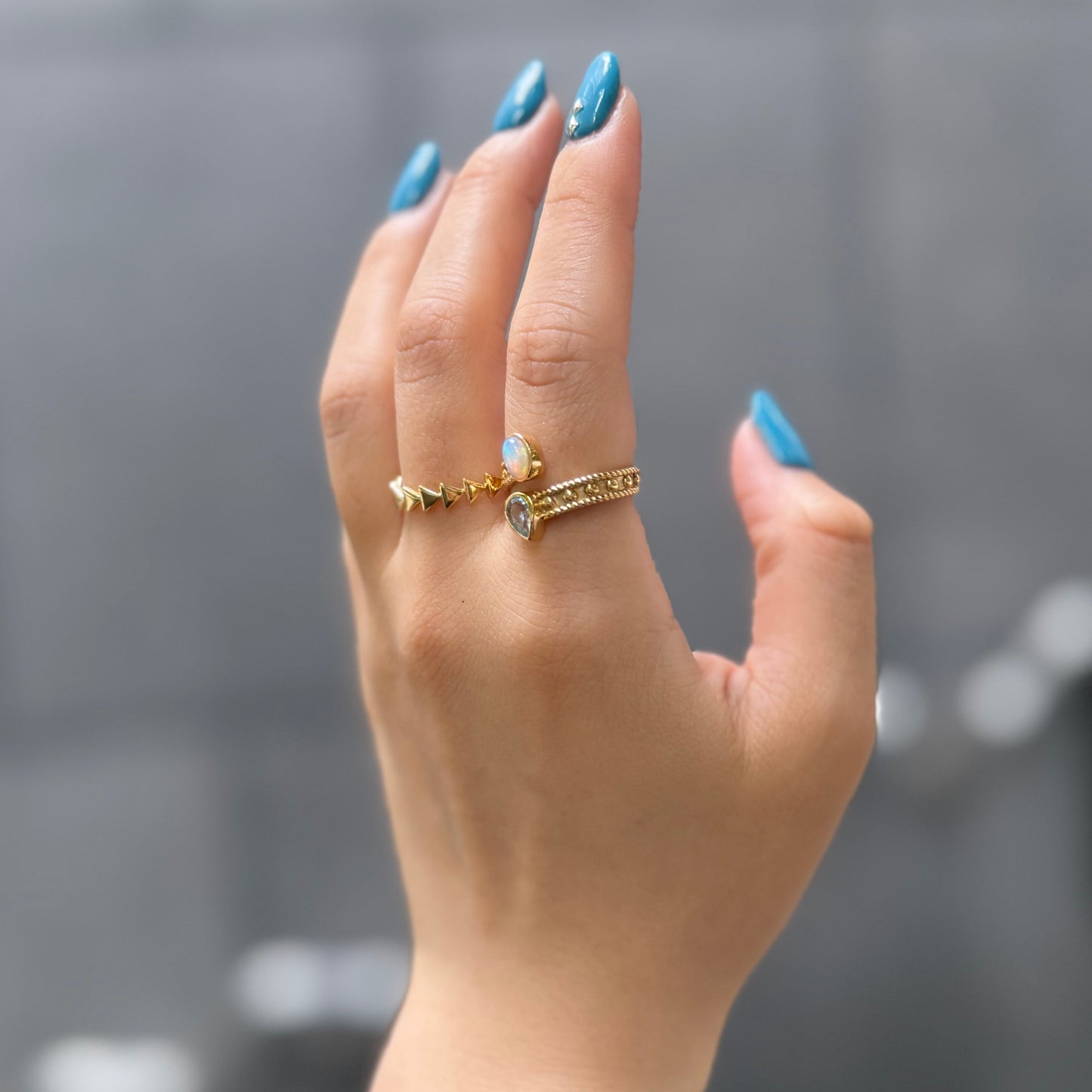 Brass 2stone ring 13