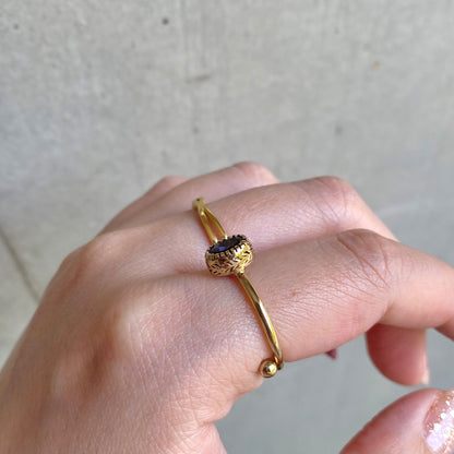 Brass petit ring〈blue1〉