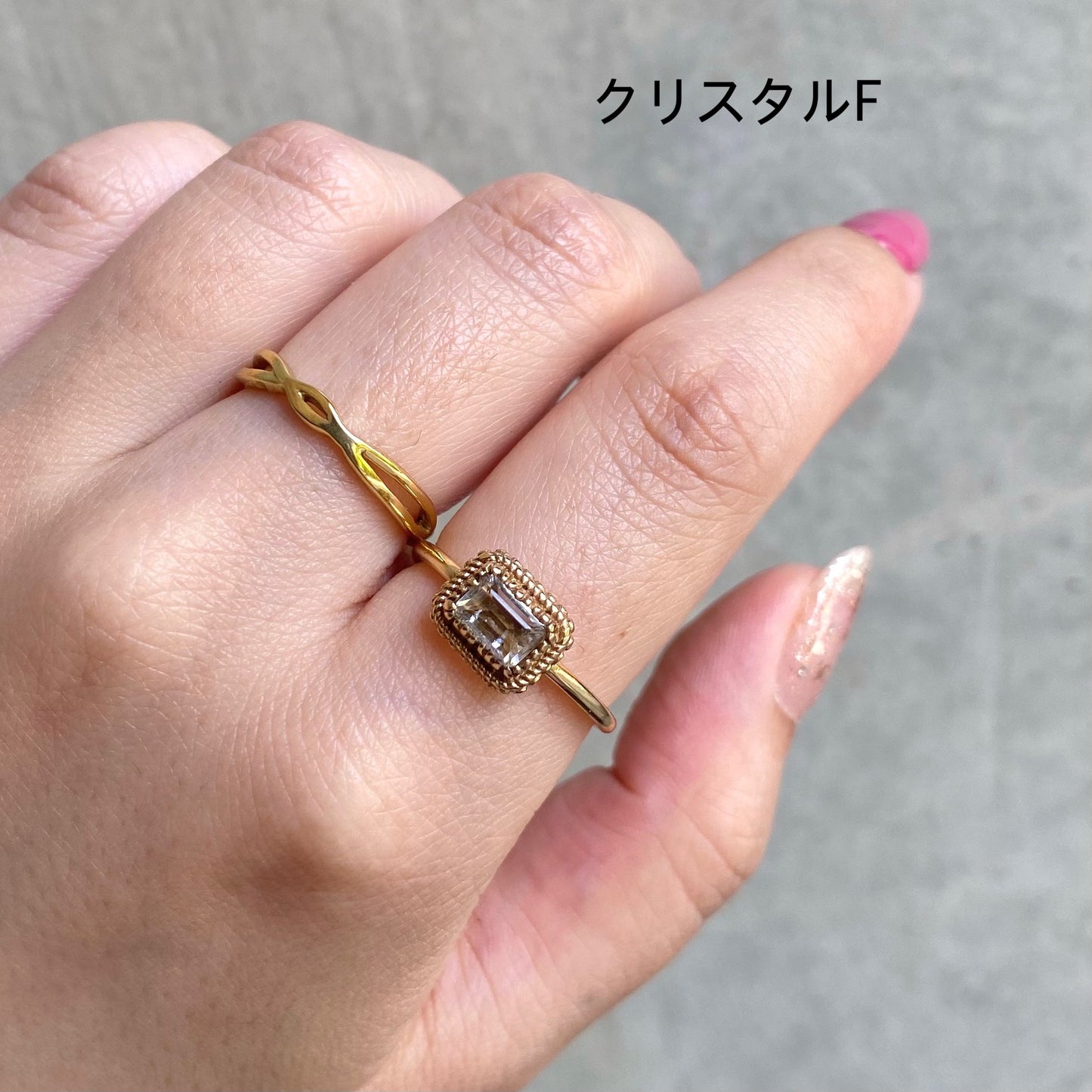 Brass petit ring 〈white／clear〉