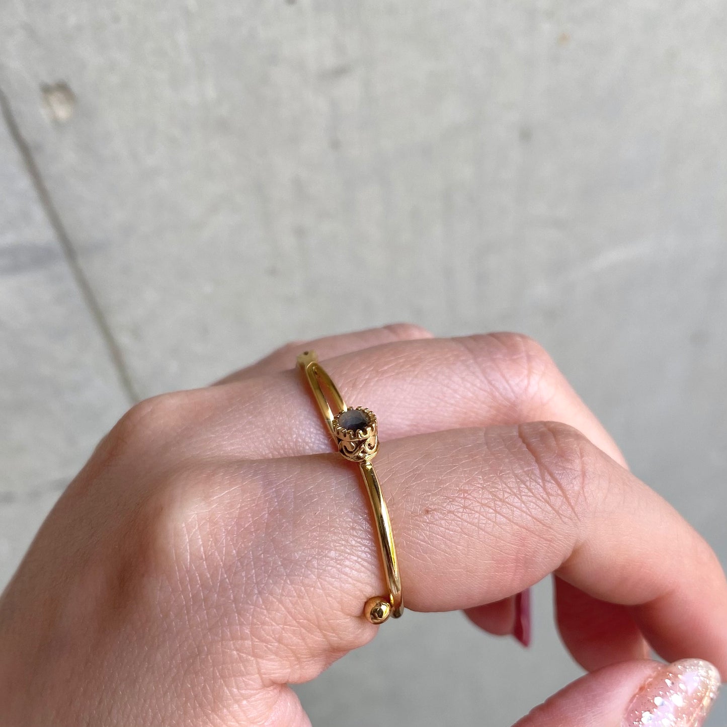 Brass petit ring〈gray〉