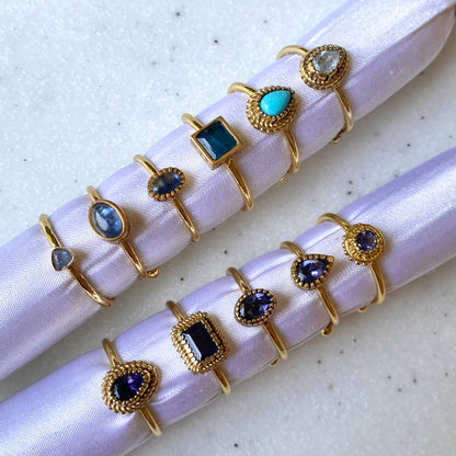 Brass petit ring〈blue1〉