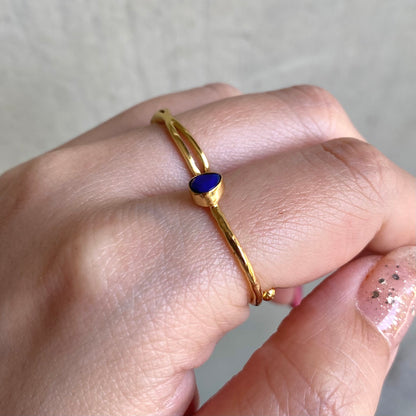 Brass petit ring〈blue2〉