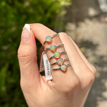 Silver925 heart opal ring 2