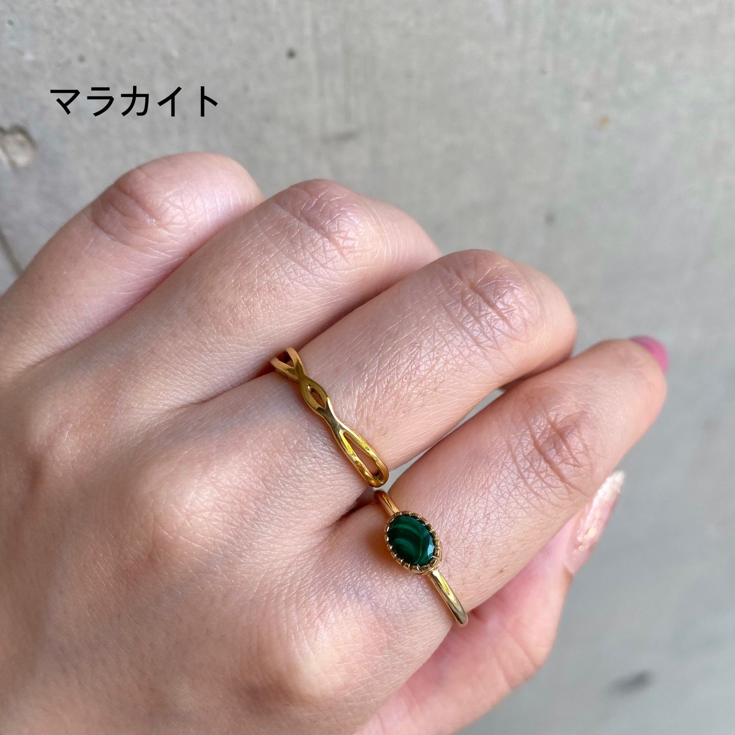 Brass petit ring〈green〉